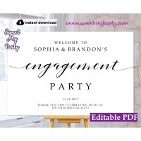 Modern Calligraphy Engagement Party welcome sign sign template (47)